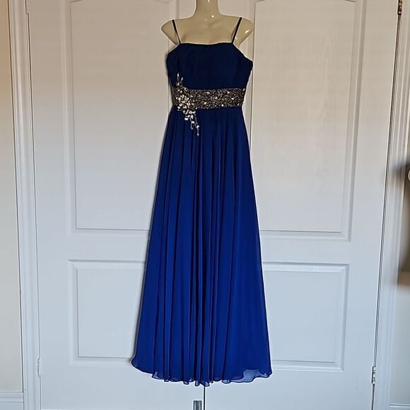 Bicici Women's Spaghetti Straps Rushed Top With Embellishment Belt Maxi DressL/M - Picture 3 of 16